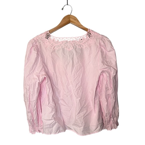 NWT J. Crew V-Neck Top with Eyelet Trim Baby Ballet Pink - Picture 4 of 12